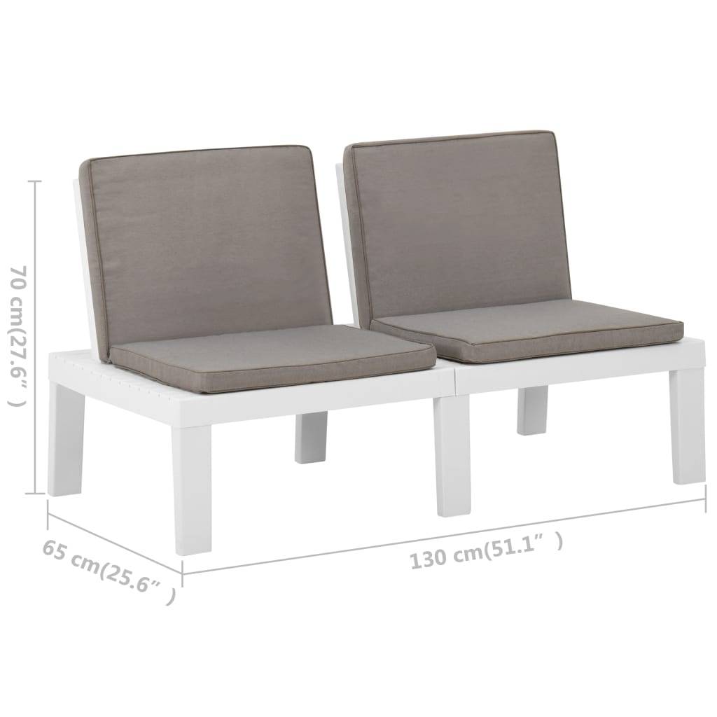 vidaXL 2-tlg. Garten-Lounge-Set mit Auflagen Kunststoff Weiß