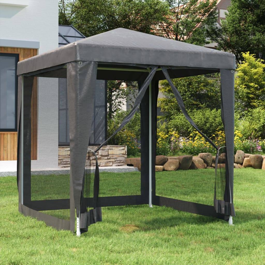 vidaXL Partyzelt mit 4 Mesh-Seitenwänden Anthrazit 2x2 m HDPE