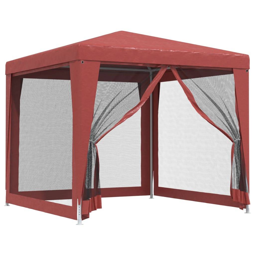 vidaXL Partyzelt mit 4 Mesh-Seitenwänden Rot 2,5x2,5 m HDPE