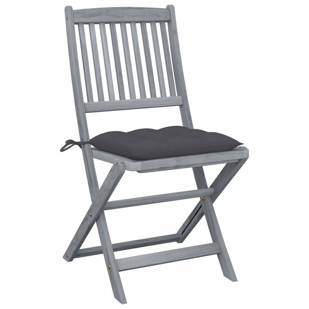 vidaXL Klappbare Gartenstühle 6 Stk. mit Kissen Massivholz Akazie
