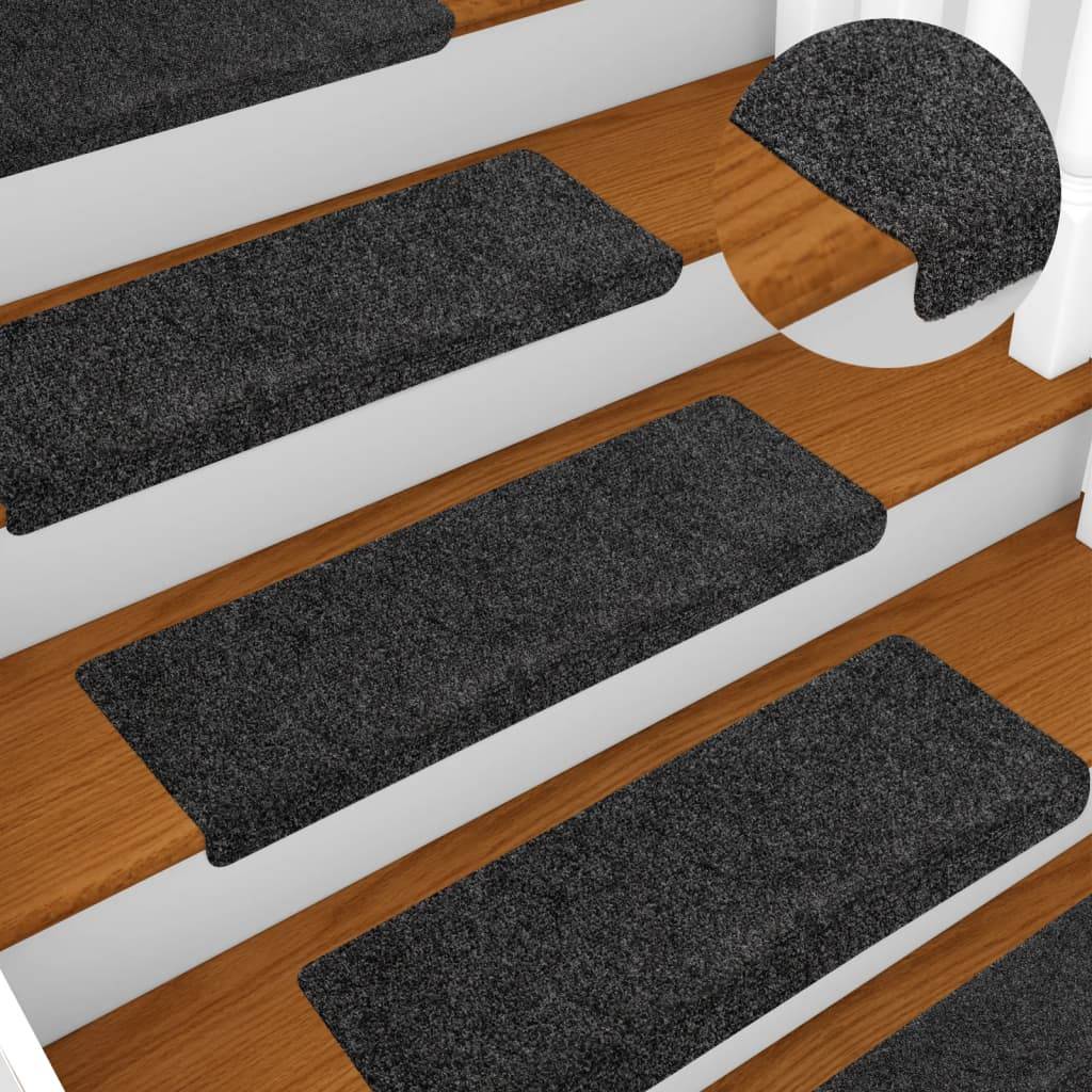 vidaXL Treppenmatten 10 Stk. Grau 65x21x4 cm Nadelvlies
