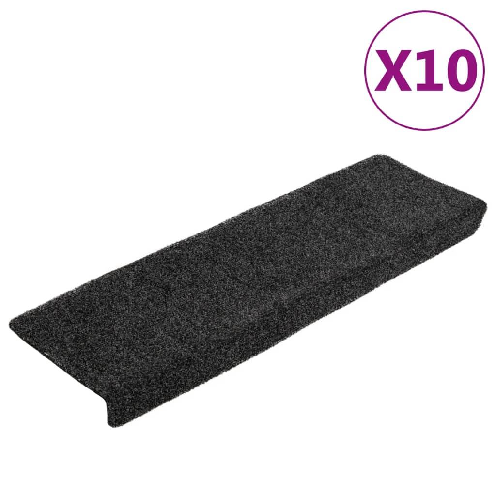 vidaXL Treppenmatten 10 Stk. Grau 65x21x4 cm Nadelvlies