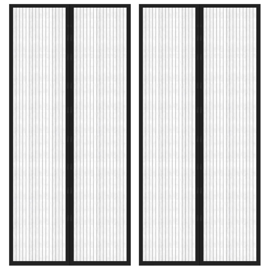 vidaXL Fliegengitter-Türvorhänge 2 Stk. Magnet Schwarz 210x90 cm