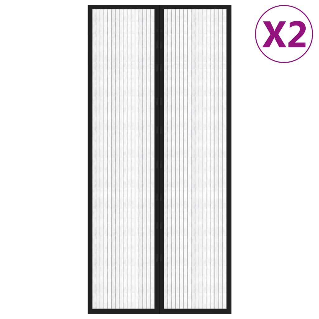 vidaXL Fliegengitter-Türvorhänge 2 Stk. Magnet Schwarz 210x90 cm
