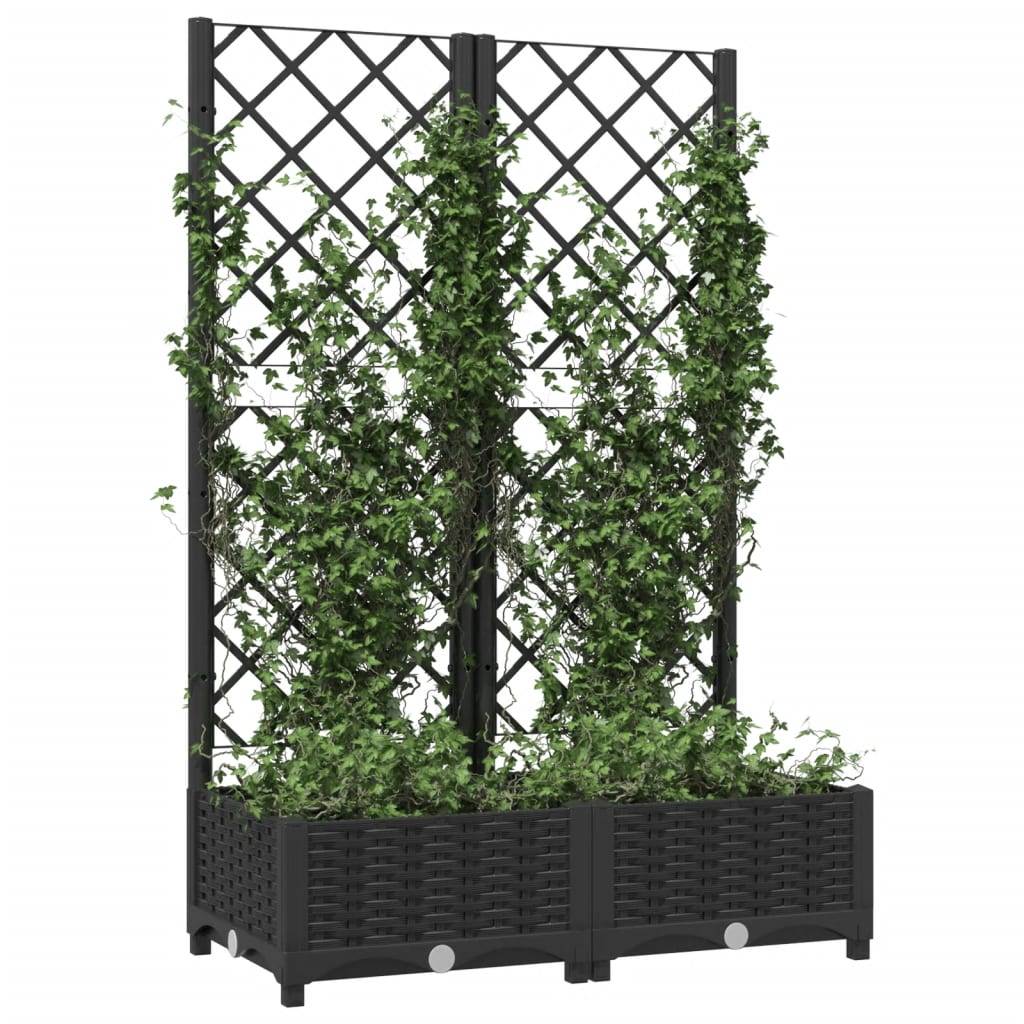 vidaXL Pflanzkübel mit Spalier Schwarz 80x40x121,5 cm PP