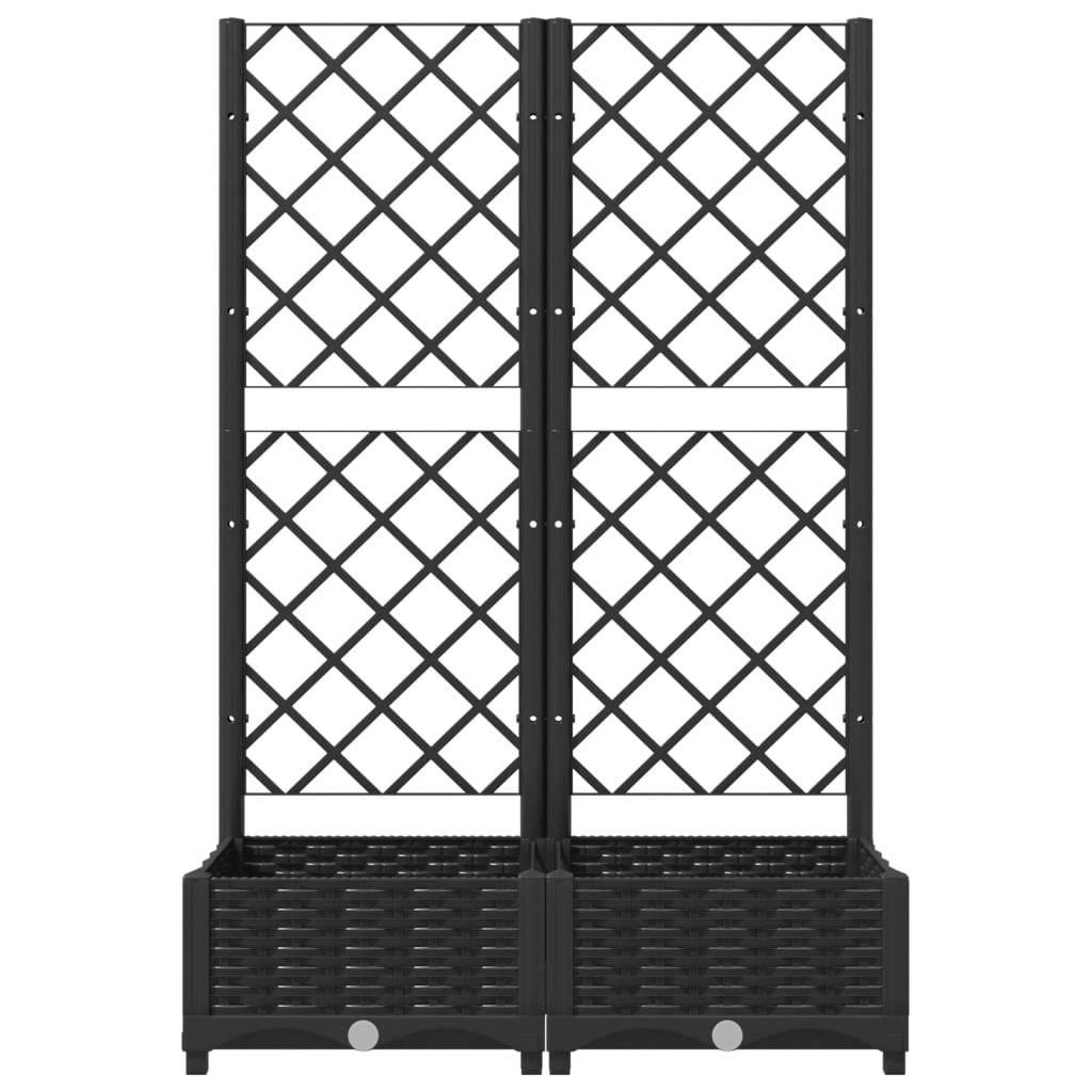 vidaXL Pflanzkübel mit Spalier Schwarz 80x40x121,5 cm PP