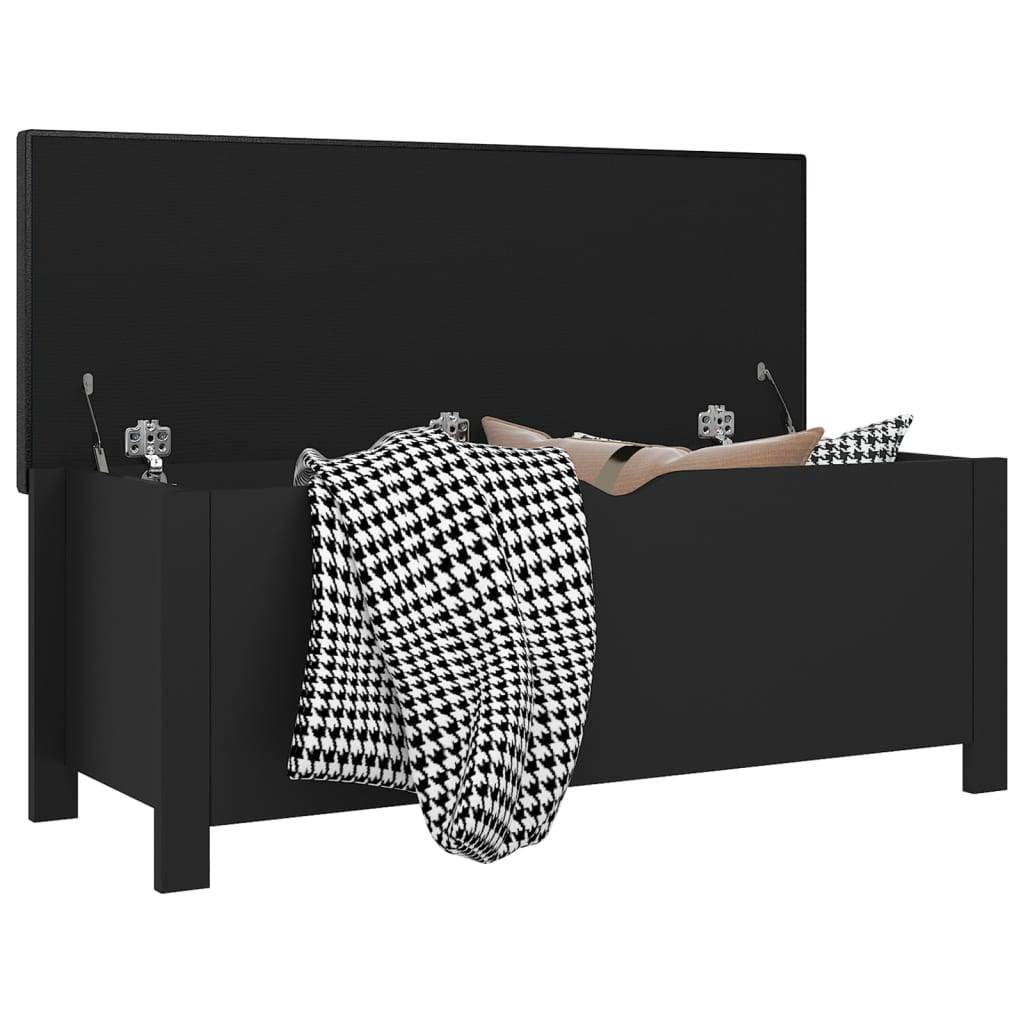 vidaXL Sitzbank mit Stauraum Kissen Schwarz 105x40x45cm Holzwerkstoff
