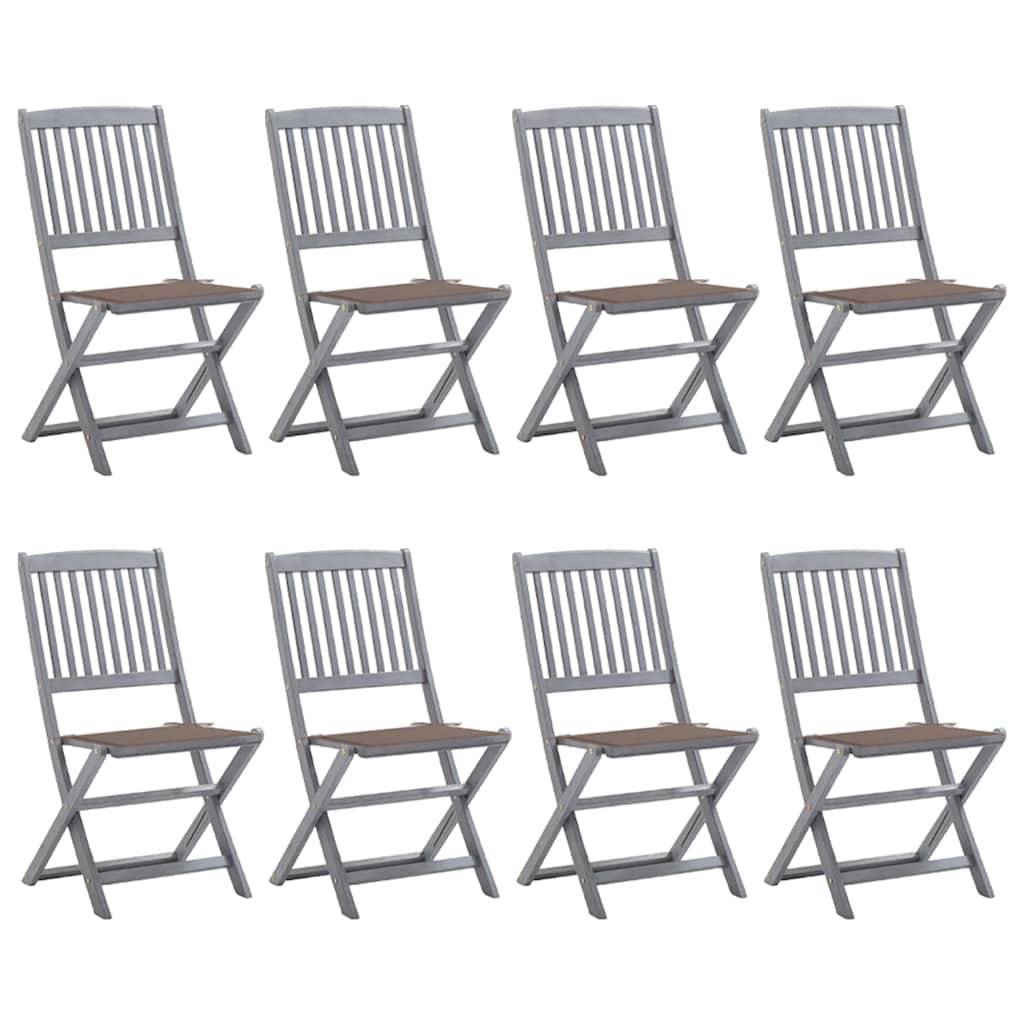 vidaXL Klappbare Gartenstühle 8 Stk. mit Kissen Massivholz Akazie