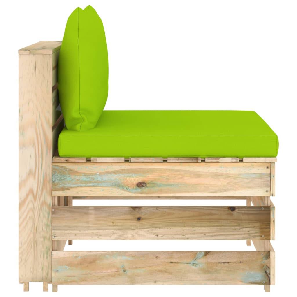 vidaXL Modulares Mittelsofa mit Kissen Grün Imprägniertes Holz