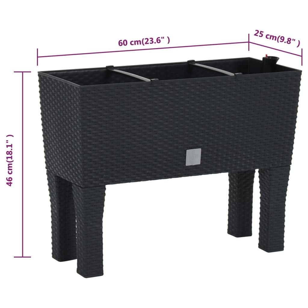 vidaXL Hochbeet Anthrazit 60x25x46 cm PP-Rattan