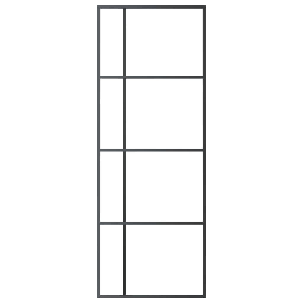 vidaXL Schiebetür ESG-Glas und Aluminium 76x205 cm Schwarz