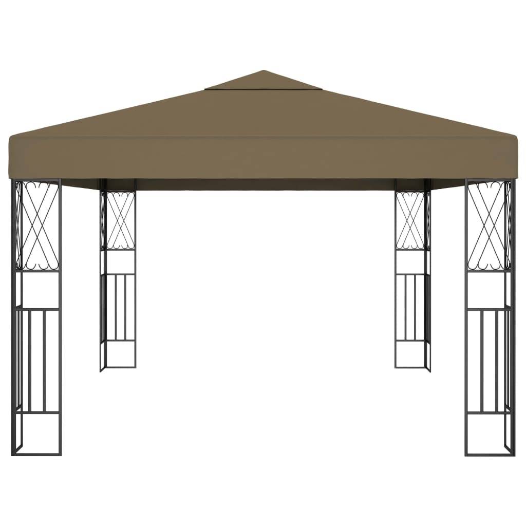 vidaXL Pavillon mit LED-Lichterkette 3x4 m Taupe Stoff