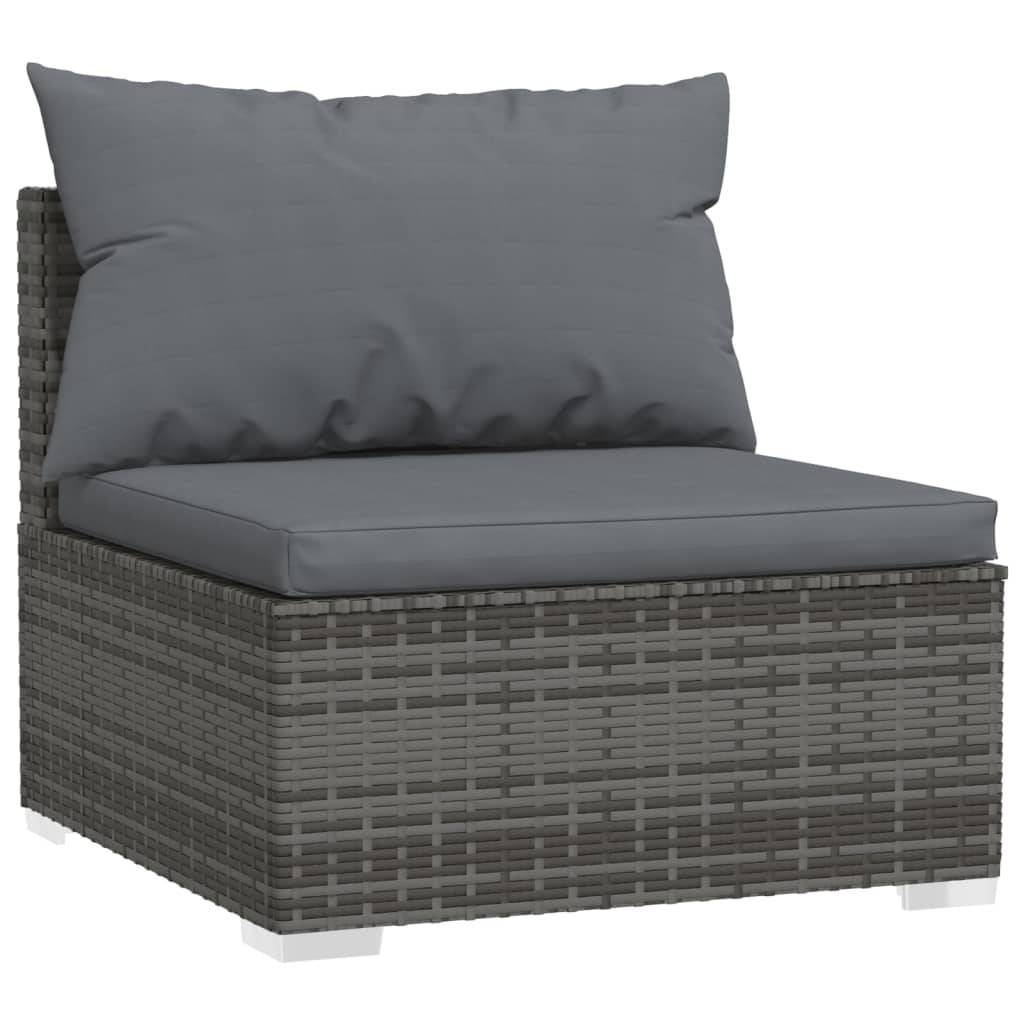 vidaXL 8-tlg. Garten-Lounge-Set mit Kissen Grau Poly Rattan
