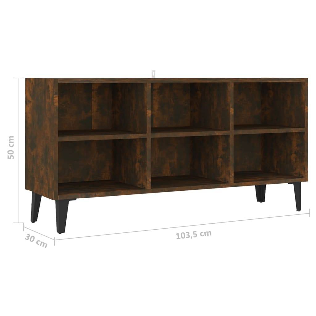 vidaXL TV-Schrank mit Metallbeinen Räuchereiche 103,5x30x50 cm