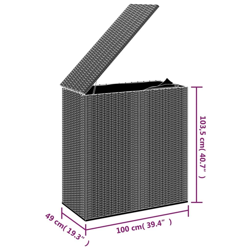 vidaXL Garten-Kissenbox PE Rattan 100x49x103,5 cm Schwarz