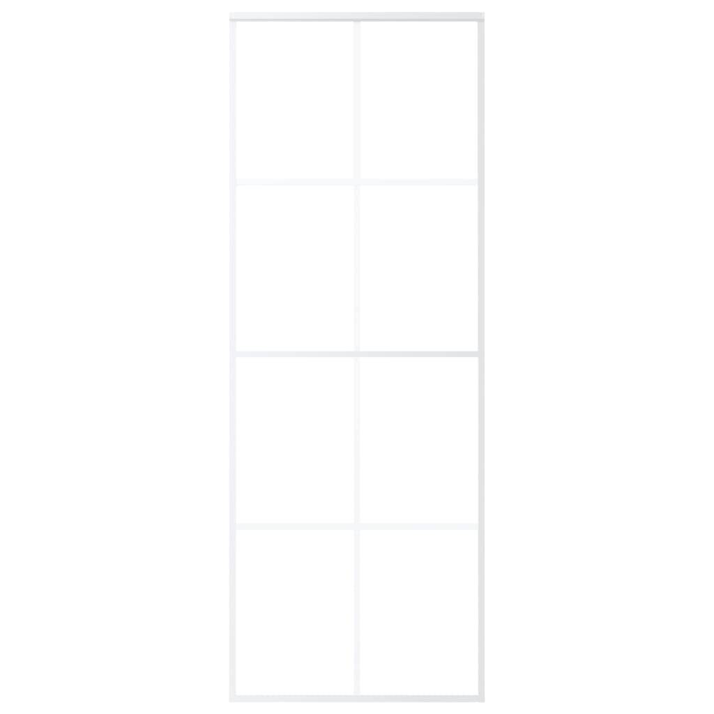 vidaXL Schiebetür ESG-Mattglas und Aluminium 76x205 cm Weiß