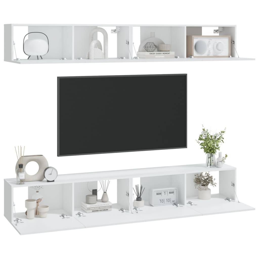 vidaXL TV-Wandschränke 4 Stk. Weiß 100x30x30 cm