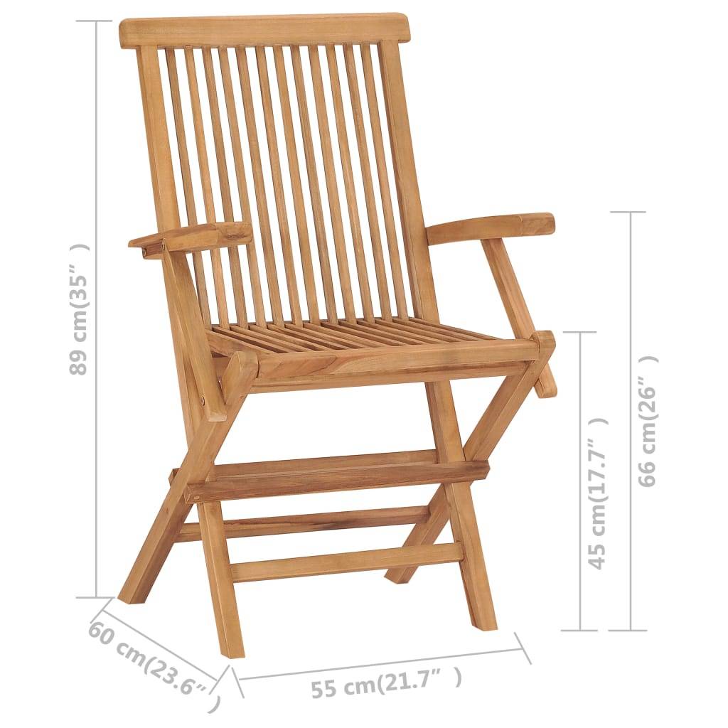 vidaXL Gartenstühle mit Taupe Kissen 4 Stk. Massivholz Teak