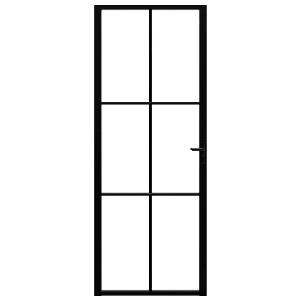 vidaXL Innentür ESG Glas und Aluminium 76x201,5 cm Schwarz