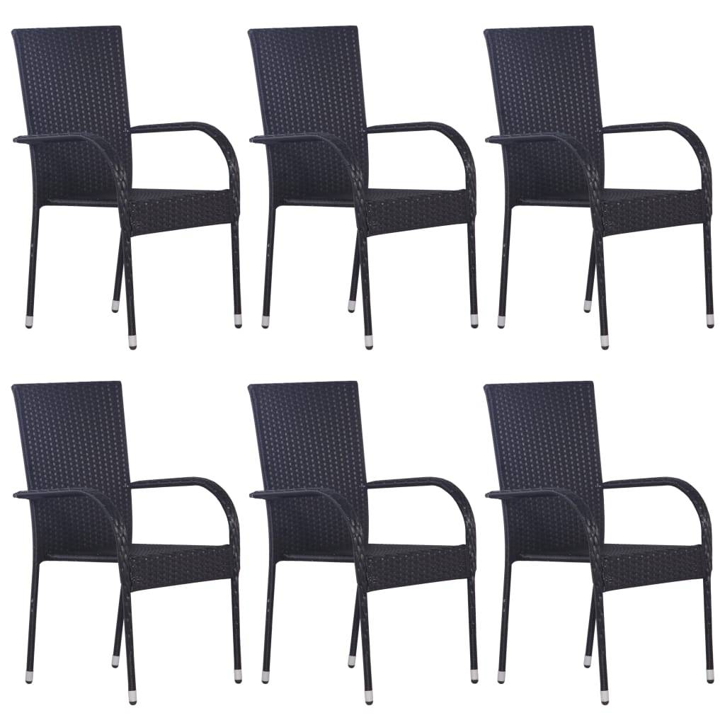 vidaXL 7-tlg. Garten-Essgruppe Poly Rattan Schwarz