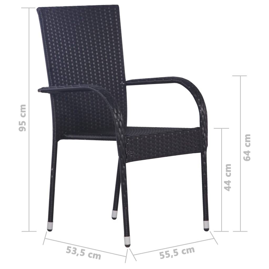 vidaXL 7-tlg. Garten-Essgruppe Poly Rattan Schwarz