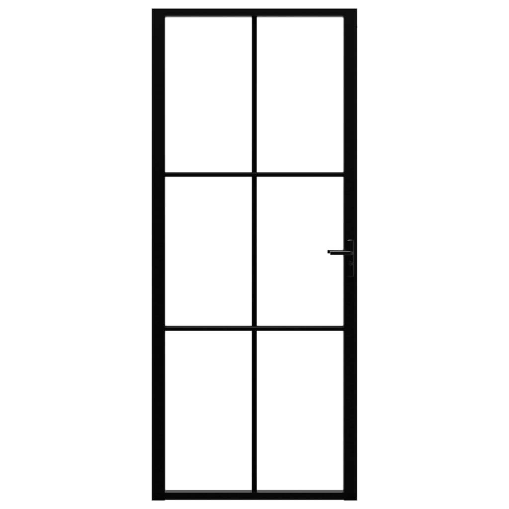 vidaXL Innentür ESG Glas und Aluminium 83x201,5 cm Schwarz