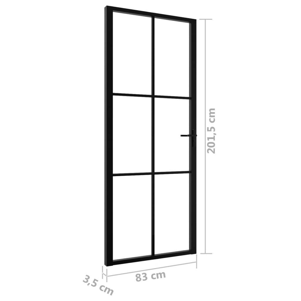 vidaXL Innentür ESG Glas und Aluminium 83x201,5 cm Schwarz