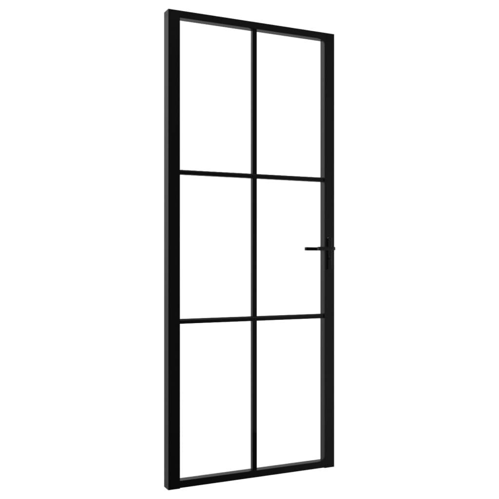 vidaXL Innentür ESG Glas und Aluminium 83x201,5 cm Schwarz