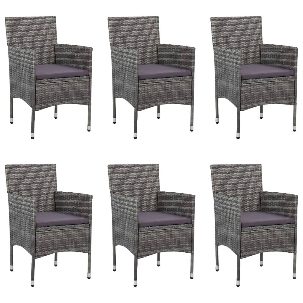 vidaXL 7-tlg. Garten-Essgruppe Poly Rattan Grau