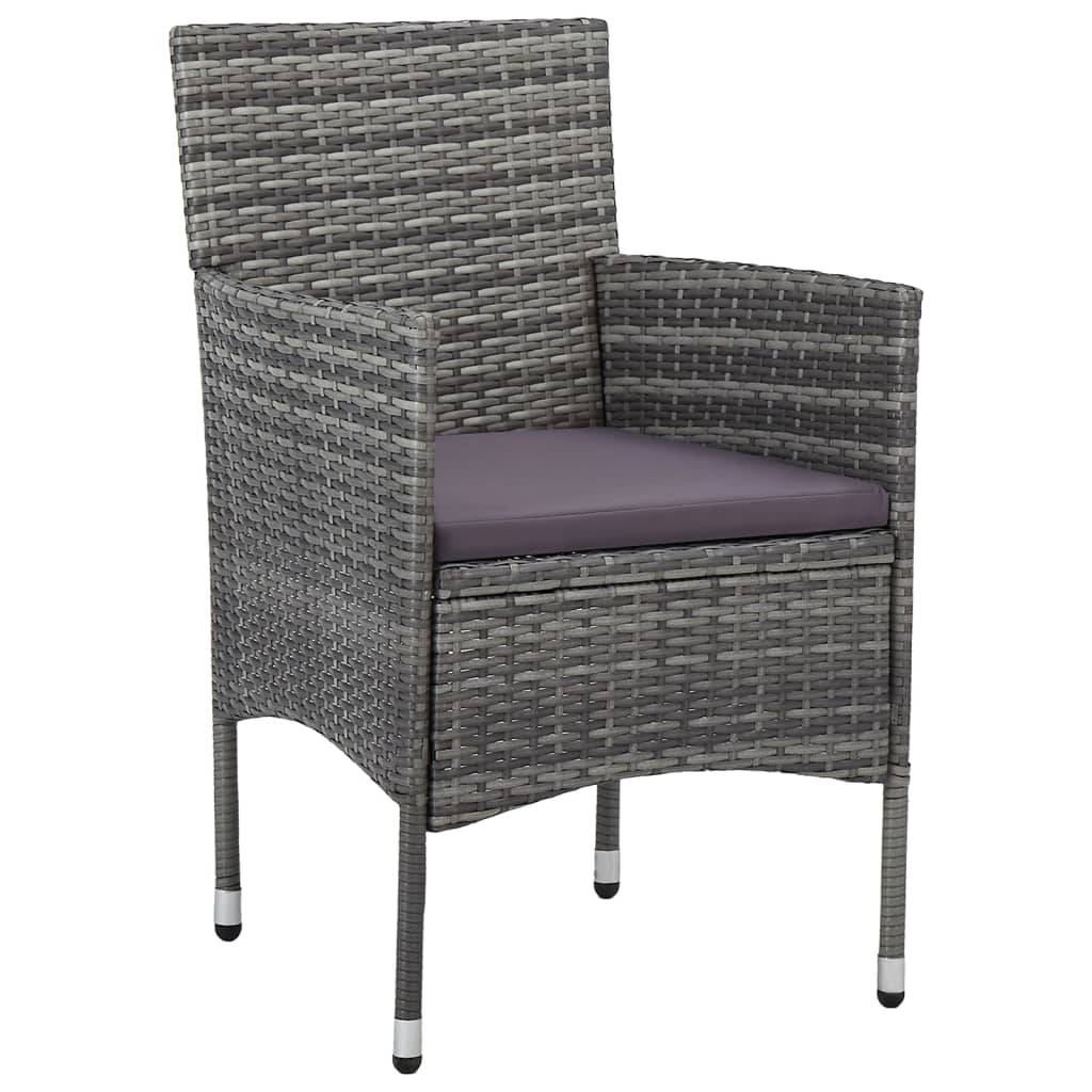 vidaXL 7-tlg. Garten-Essgruppe Poly Rattan Grau