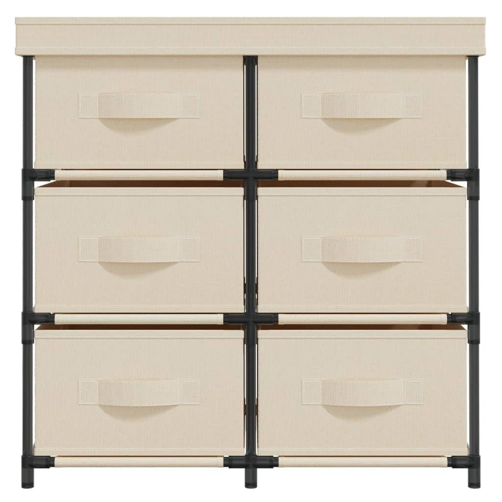 vidaXL Lagerschrank mit 6 Schubladen 55×29×55 cm Creme Stahl