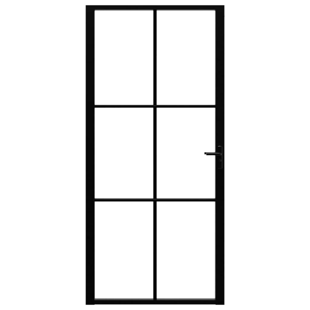 vidaXL Innentür ESG Glas und Aluminium 93x201,5 cm Schwarz