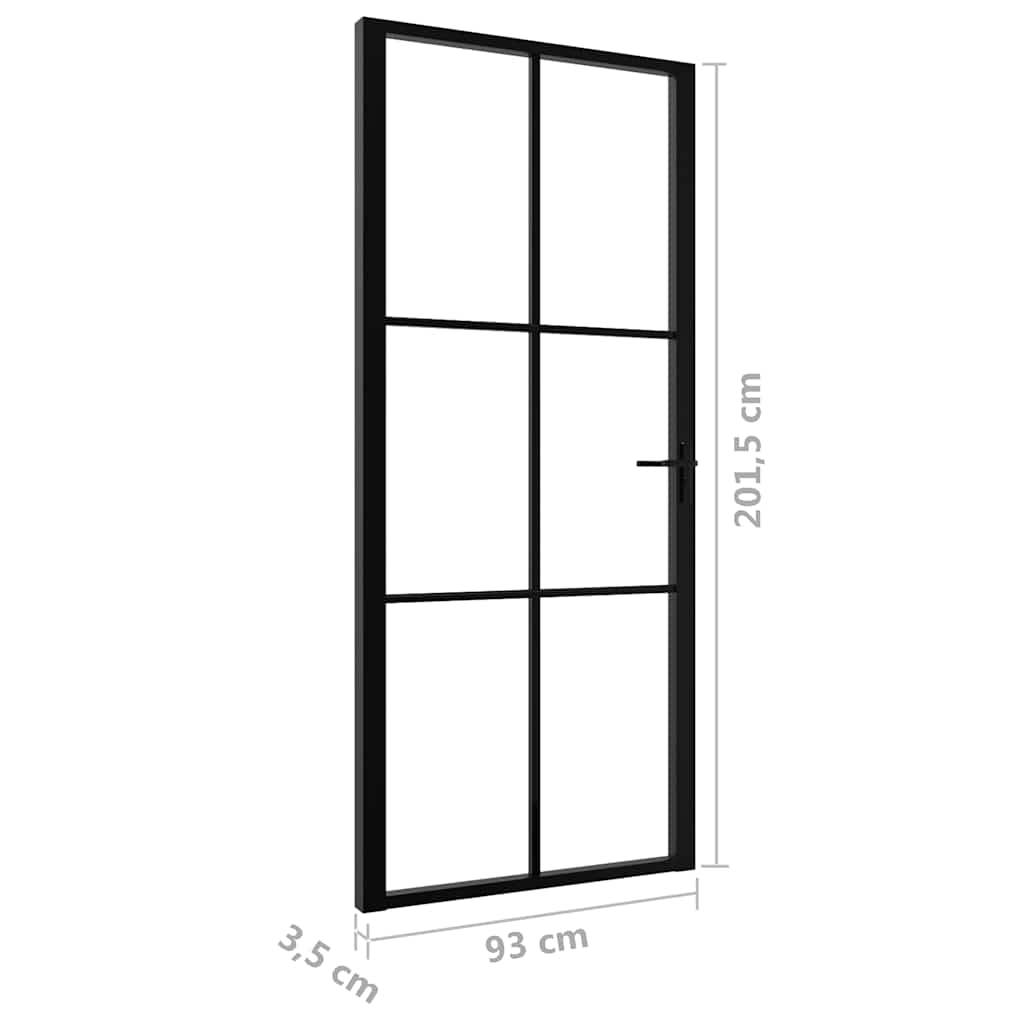 vidaXL Innentür ESG Glas und Aluminium 93x201,5 cm Schwarz