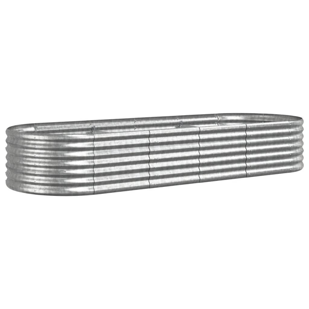 vidaXL Hochbeet Pulverbeschichteter Stahl 224x80x36 cm Silbern