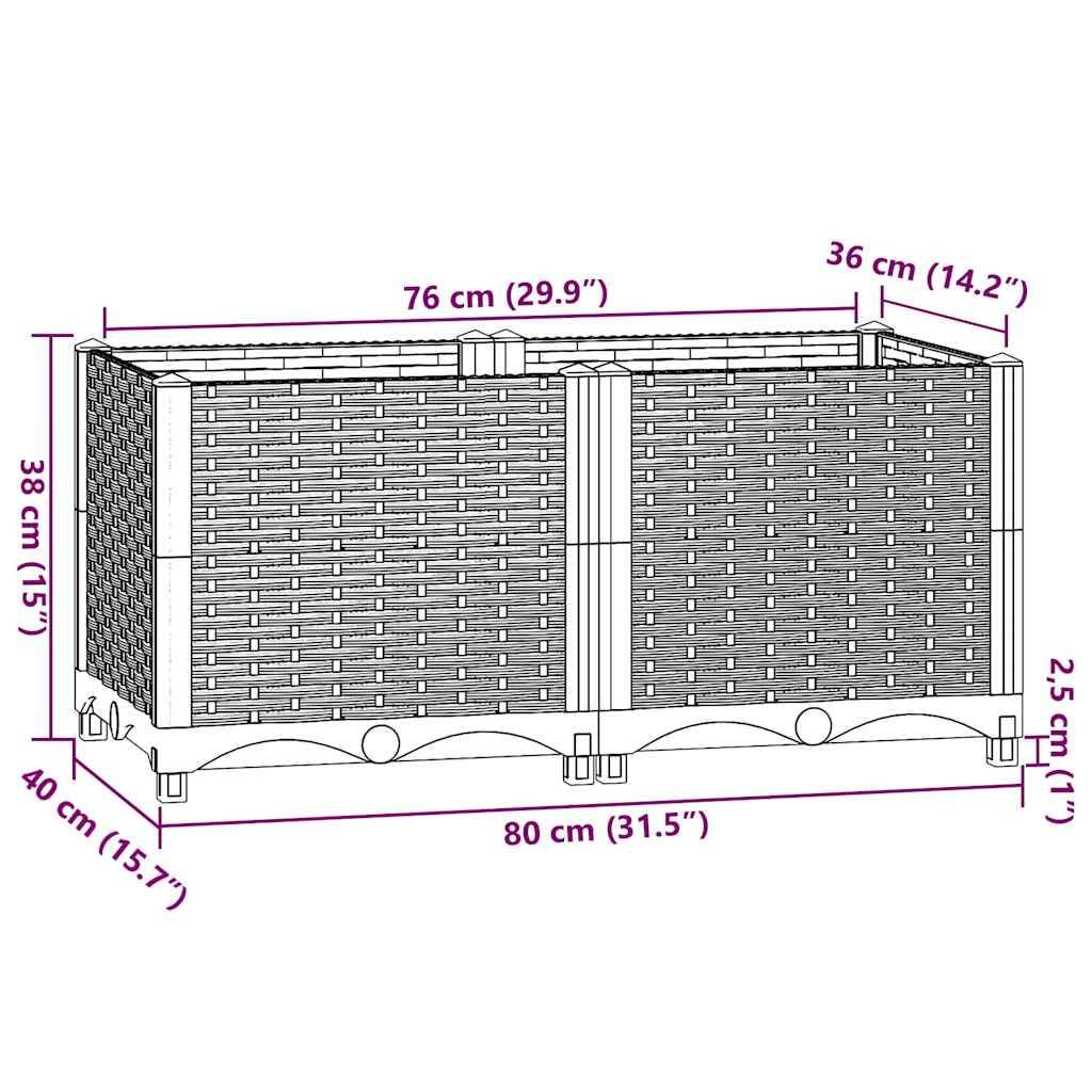 vidaXL Hochbeet 80x40x38 cm Polypropylen