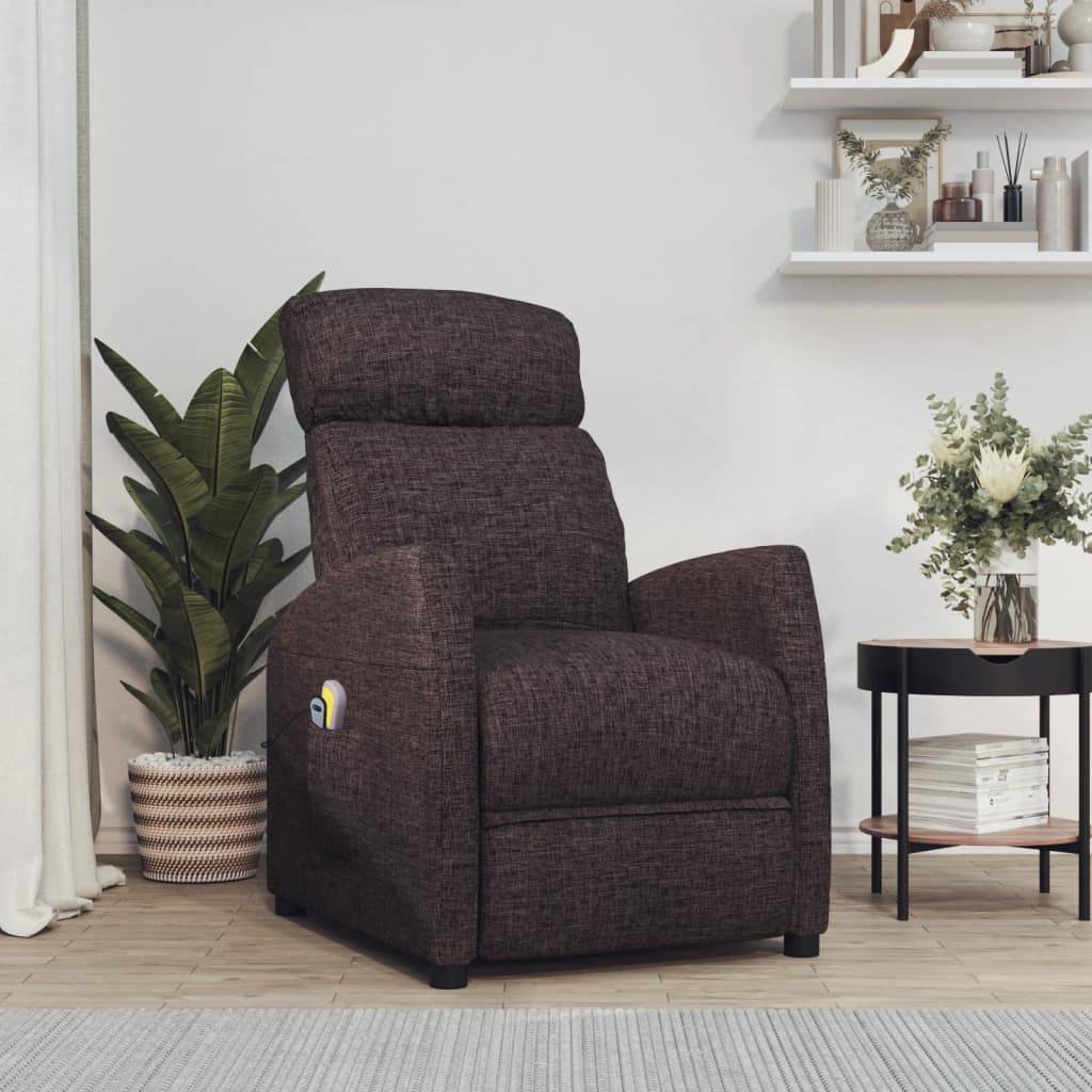 vidaXL Massagesessel Elektrisch Dunkelbraun Stoff