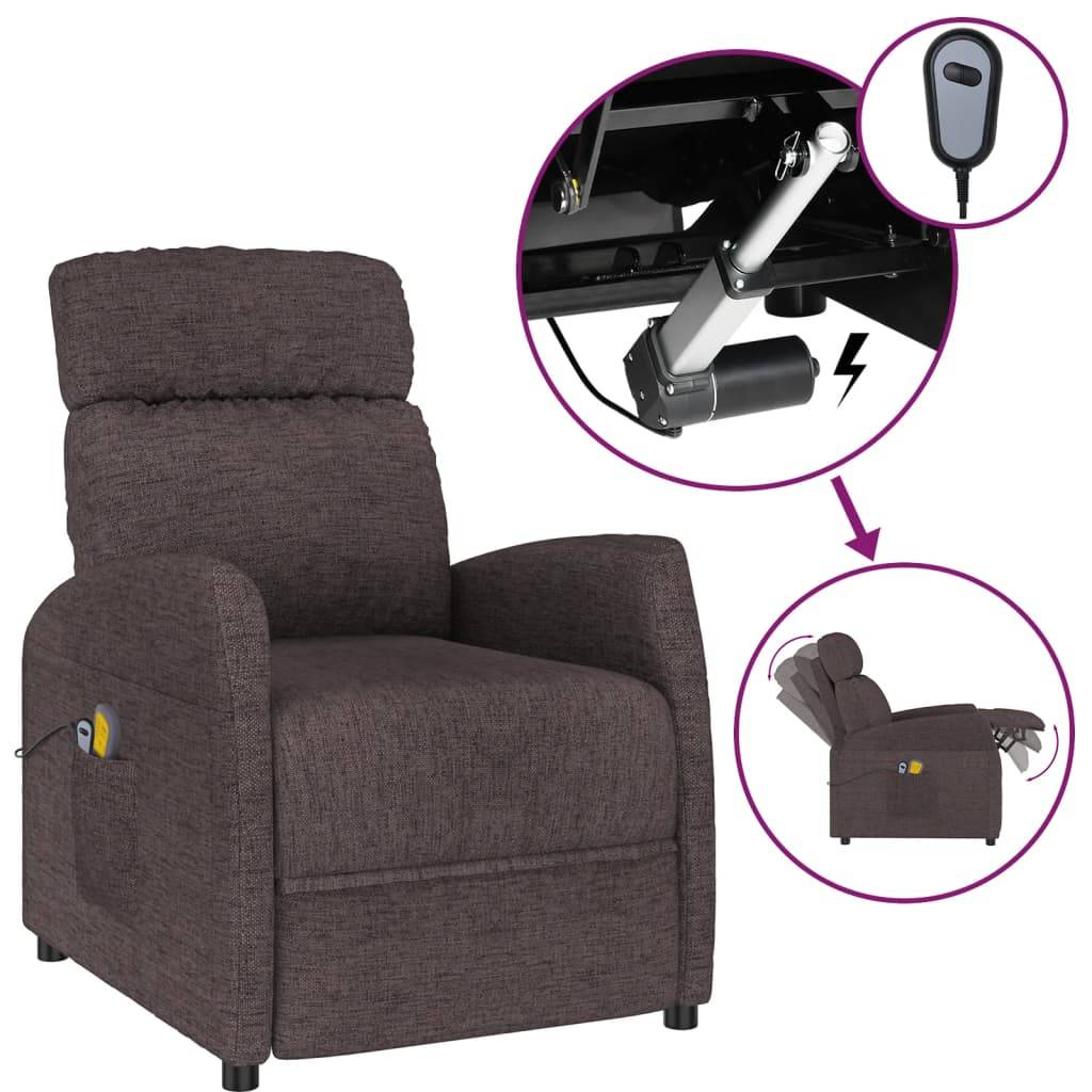 vidaXL Massagesessel Elektrisch Dunkelbraun Stoff