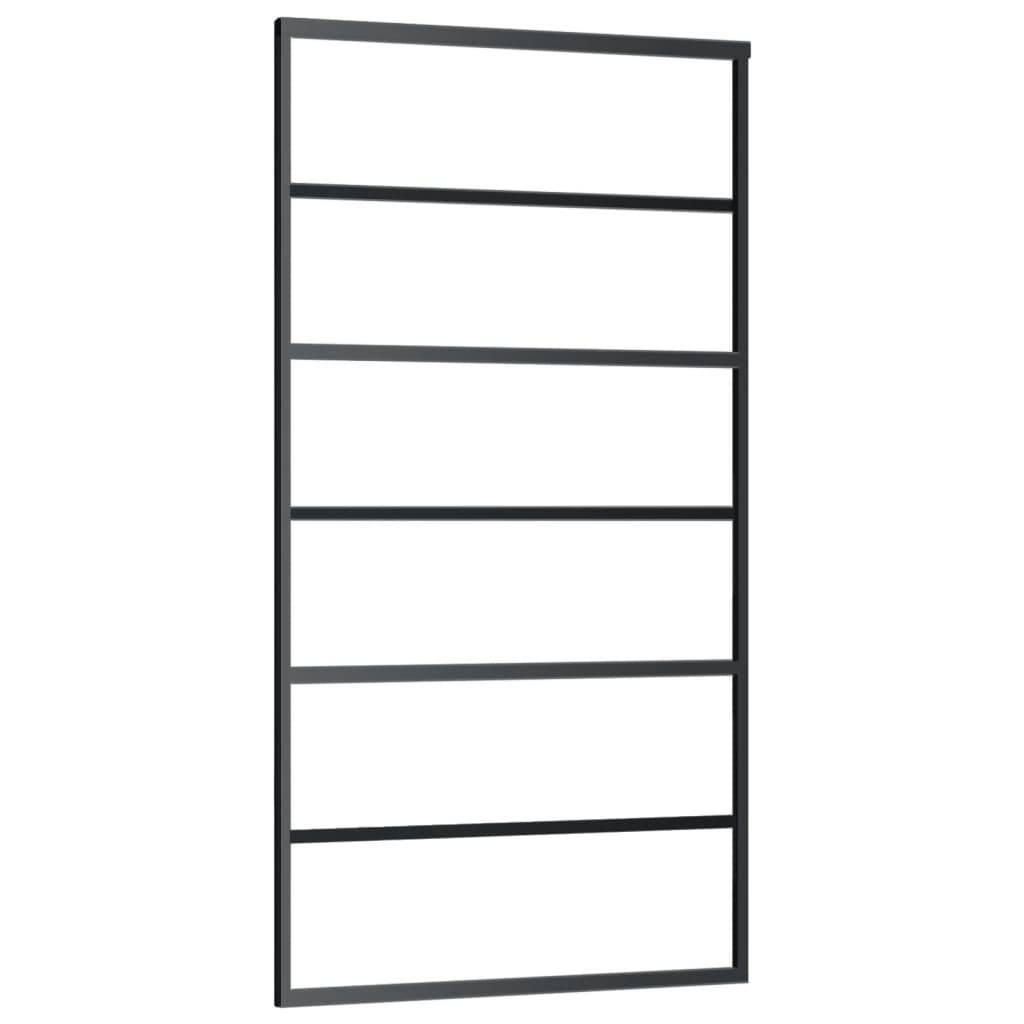 vidaXL Schiebetür ESG-Glas und Aluminium 102x205 cm Schwarz