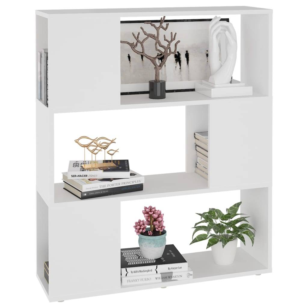 vidaXL Bücherregal Raumteiler Weiß 80x24x94 cm Holzwerkstoff