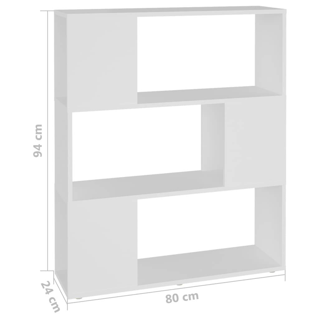 vidaXL Bücherregal Raumteiler Weiß 80x24x94 cm Holzwerkstoff