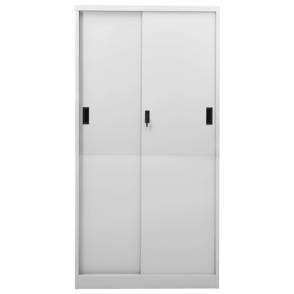 vidaXL Büroschrank mit Schiebetür Hellgrau 90x40x180 cm Stahl