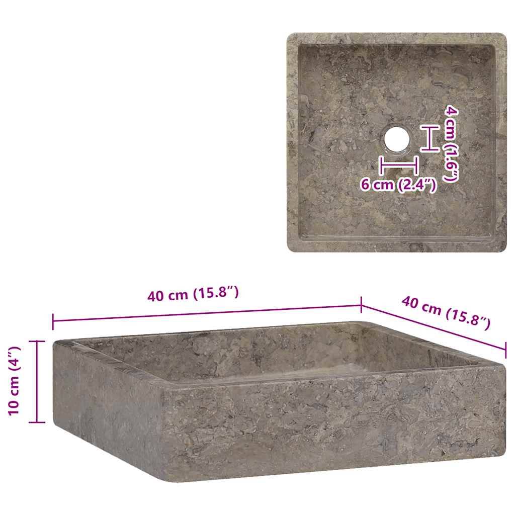 vidaXL Waschbecken Grau 40x40x10 cm Marmor