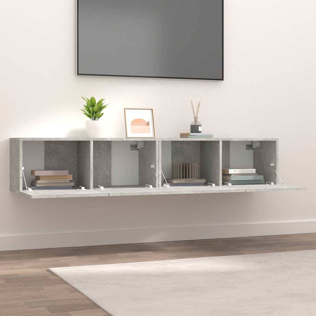 vidaXL TV-Schränke 2 Stk. Betongrau 80x30x30 cm Holzwerkstoff