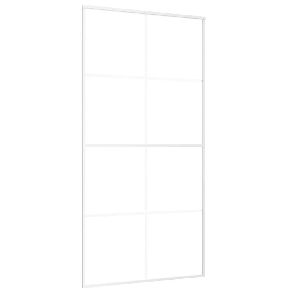 vidaXL Schiebetür ESG Glas und Aluminium mattiert 102,5x205 cm Weiß