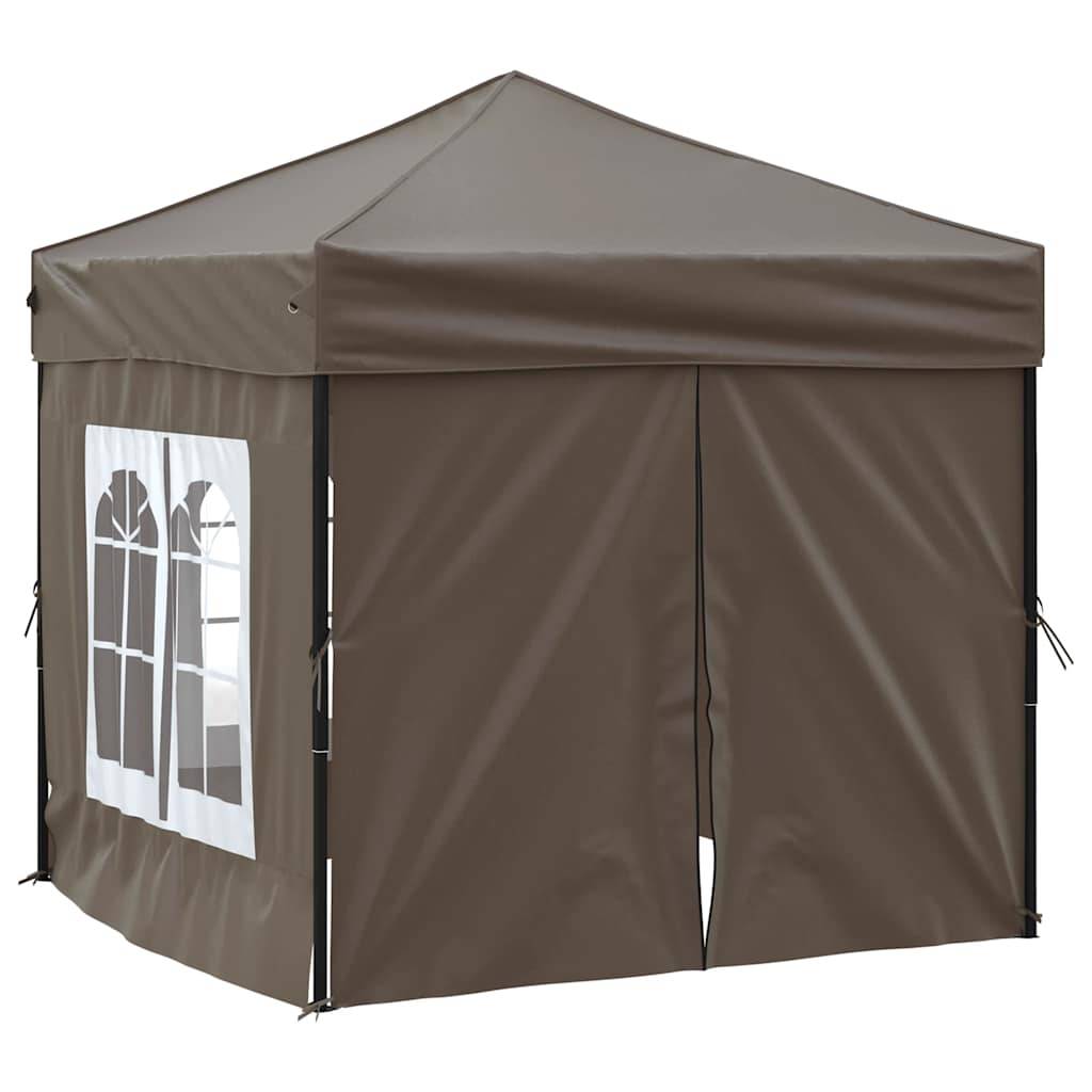 vidaXL Partyzelt Faltbar mit Seitenwänden Taupe 2x2 m