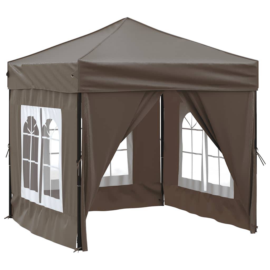 vidaXL Partyzelt Faltbar mit Seitenwänden Taupe 2x2 m