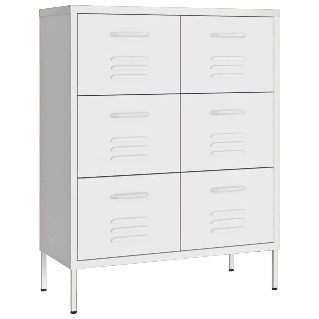 vidaXL Schubladenschrank Weiß 80x35x101,5 cm Stahl