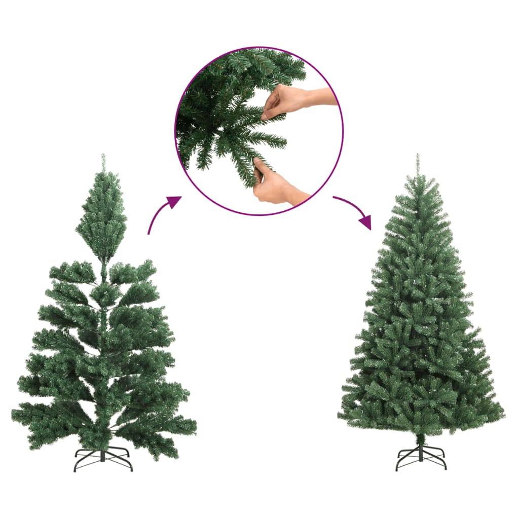 vidaXL Weihnachtsbaum Schlank mit Echtholz und Zapfen Grün 210 cm PVC