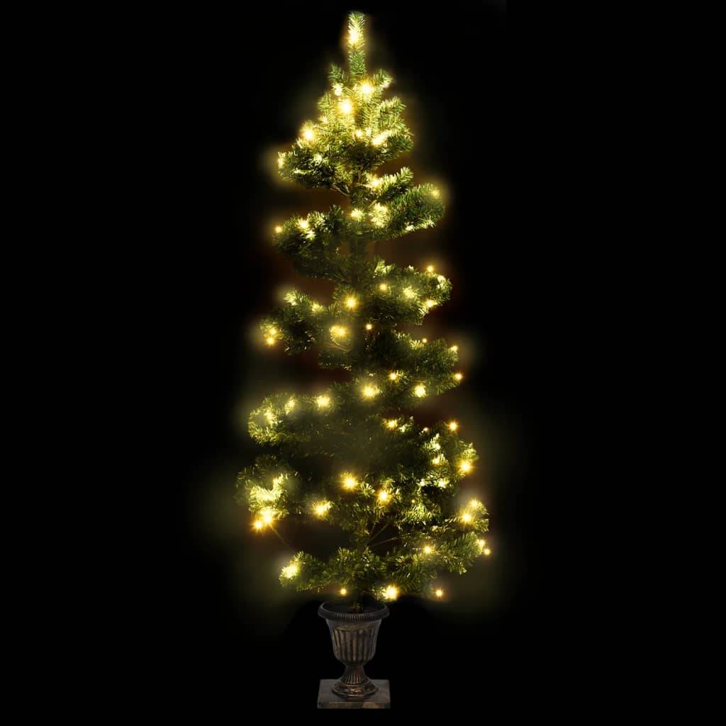 vidaXL Spiral-Weihnachtsbaum mit Beleuchtung und Topf Grün 120 cm
