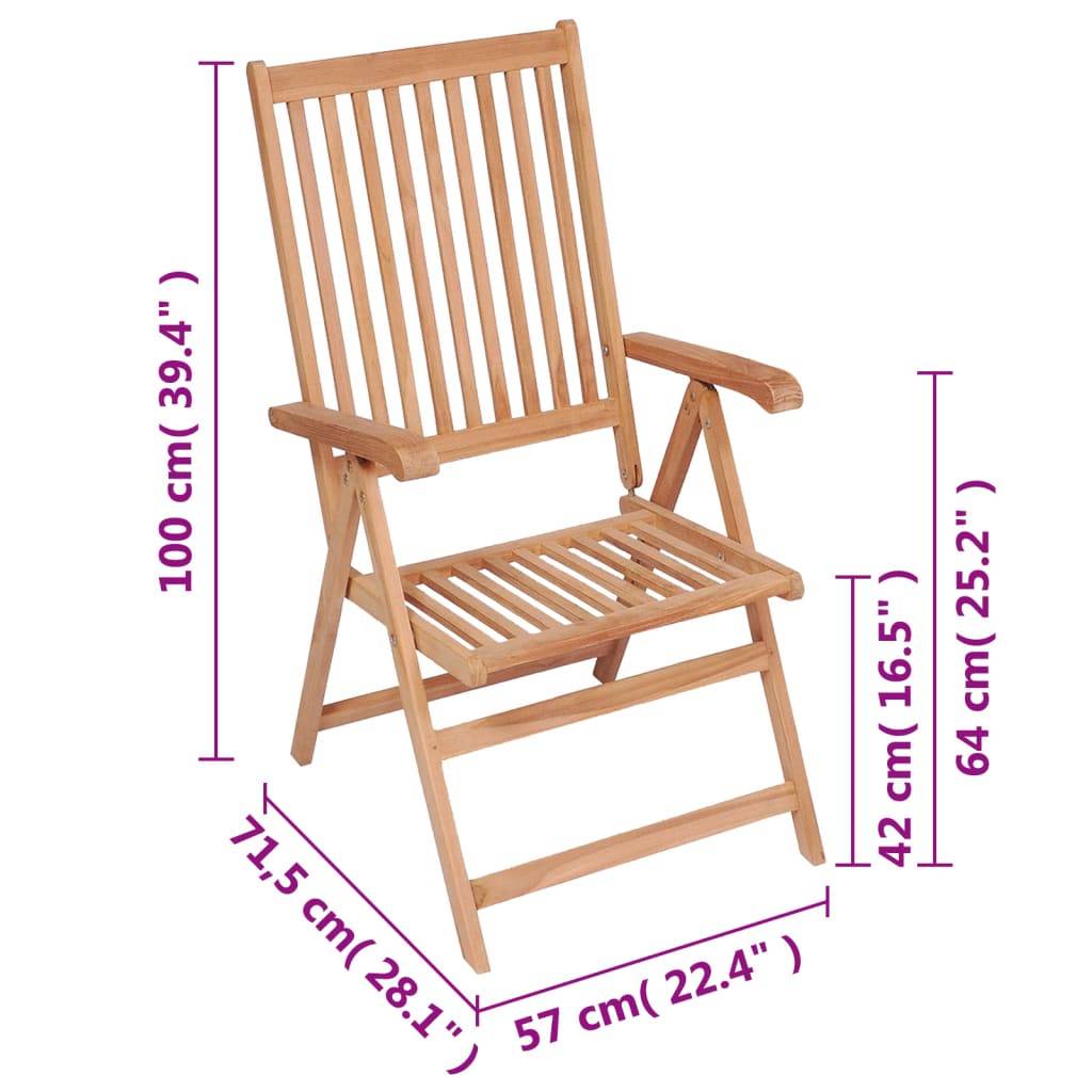 vidaXL Verstellbare Gartenstühle 4 Stk. Massivholz Teak